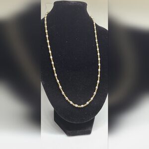Vintage 14kt White & Yellow Gold Bead Auritalia Necklace 17.75"